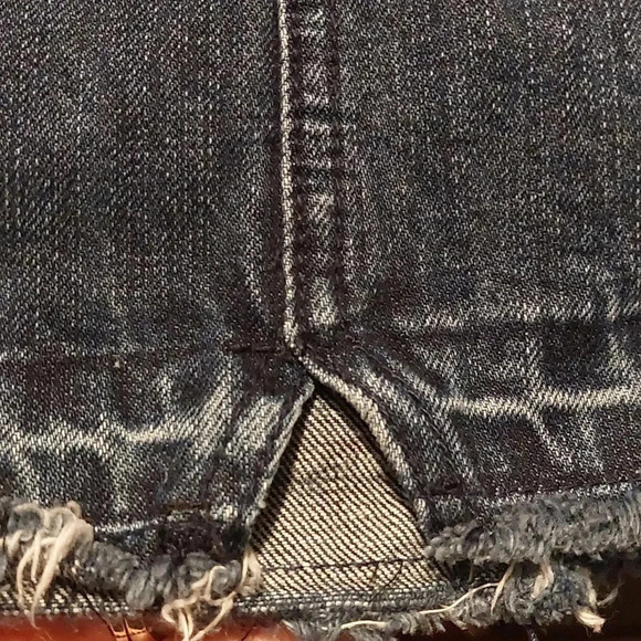 Free people Denim Mini Skirt front slit raw hem 12 Boho Bohemian  Festival - Picture 6 of 7